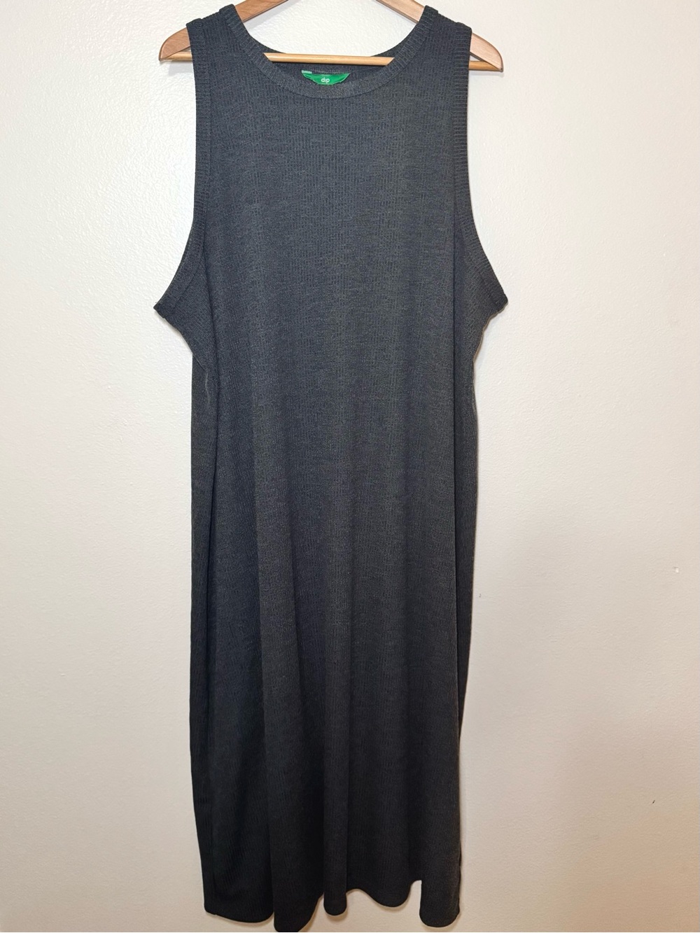 Dip Ribbed Tank Midi Dress 3X Charcoal Gray Flowy Sleeveless NWOT